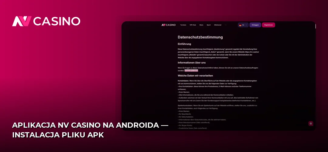 Aplikacja NV Casino na Androida — instalacja pliku APK