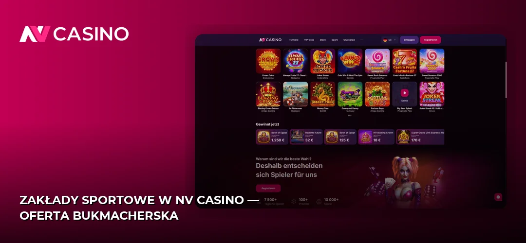 Zakłady sportowe w NV Casino — oferta bukmacherska